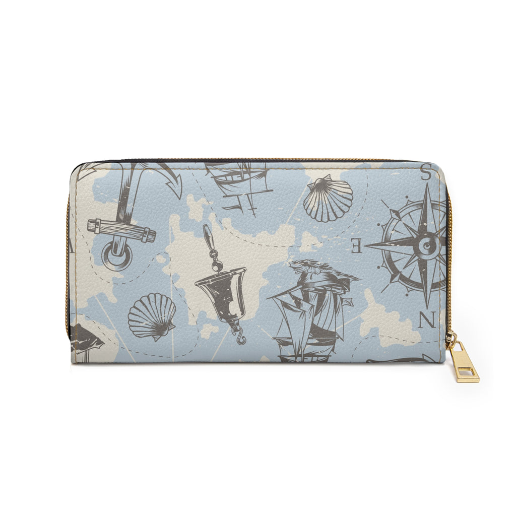 Sailor's Compass Zipper Wallet | Nautical Travel Accessory, Gift for Sailors, Ocean Lovers, Birthday Present, Maritime Style