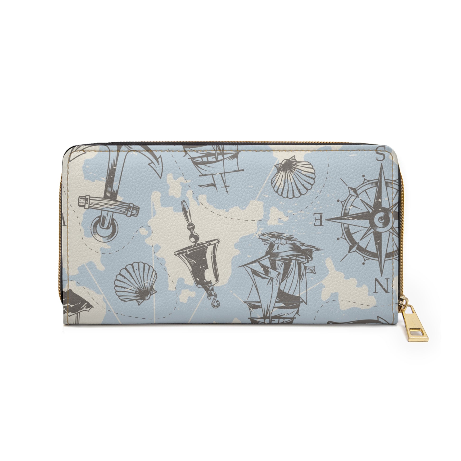 Sailor's Compass Zipper Wallet | Nautical Travel Accessory, Gift for Sailors, Ocean Lovers, Birthday Present, Maritime Style