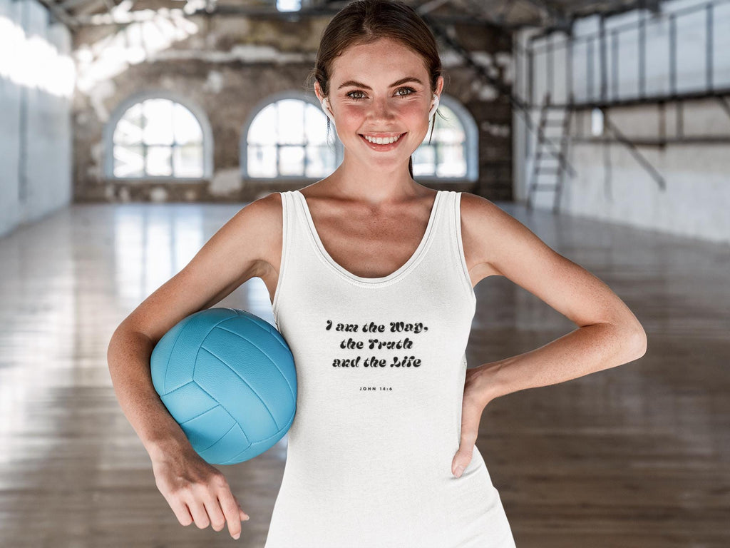 Inspirational Tank Top For Christian Men Women Bible Verse Tee I am The Way Truth And Life John 14:6 Scripture For Faith Tee Apparel