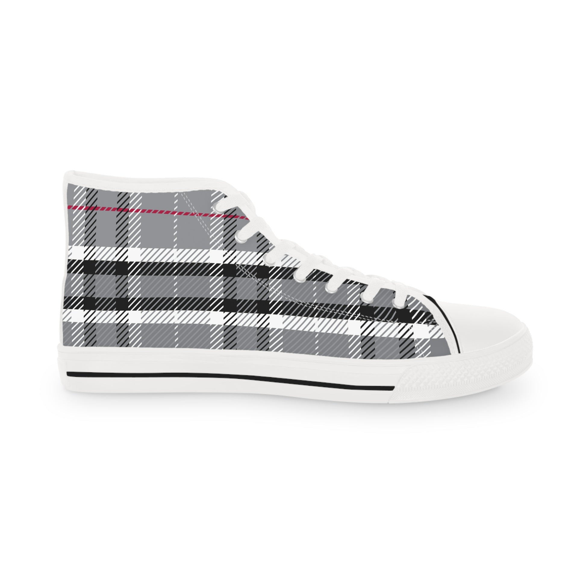 Designer Mens Stylish Grey Plaid High Top Sneakers for Men