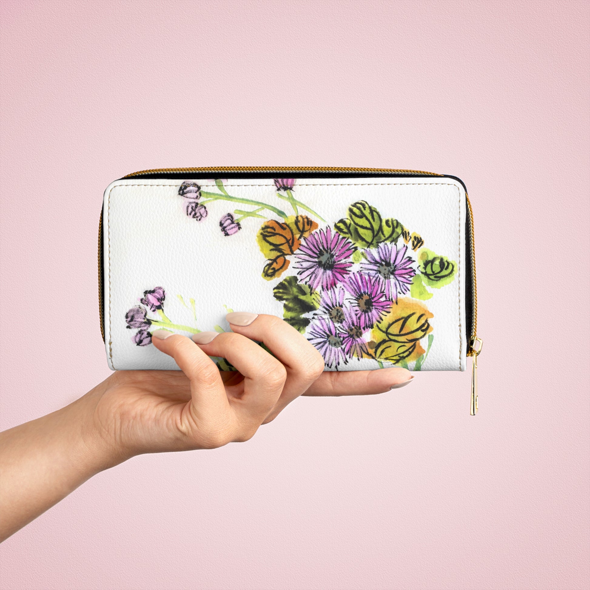 Floral Zipper Wallet Vibrant Blossom Wallet, Spring Accessory, Birthday Gift, Stylish Organizer, Everyday Essentials