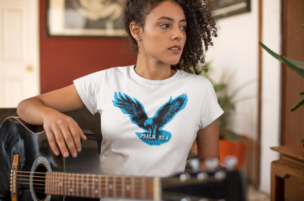 Eagle Tshirt For Men Women Bible Verse Shirt Gift For Mom Dad Jesus-themed apparel Bible Verse Psalm 91 Tee