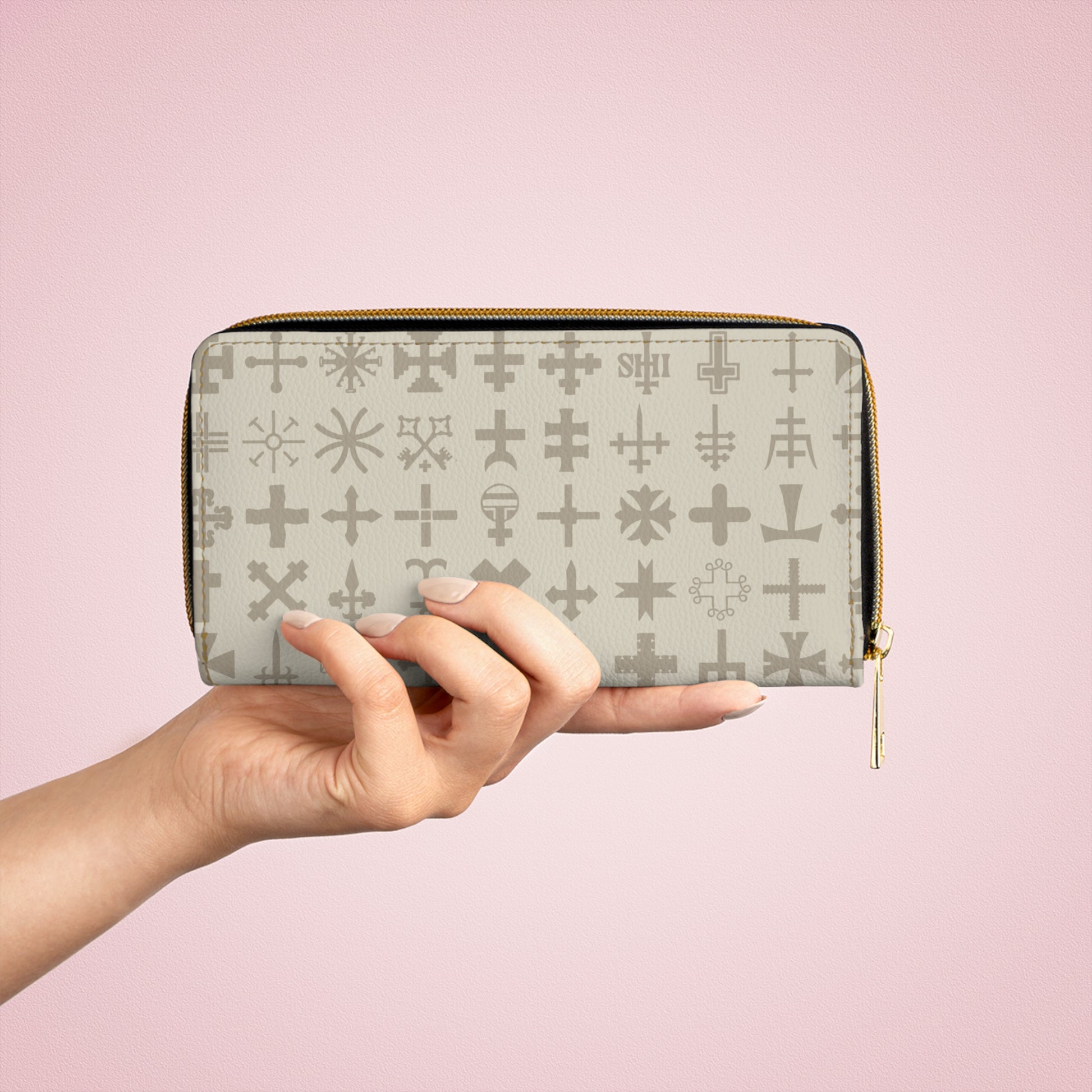 Stylish Cross Print Zipper Wallet | Elegant Storage for Essentials, Minimalist Wallet, Unique Gift, Everyday Use, Travel Accessory
