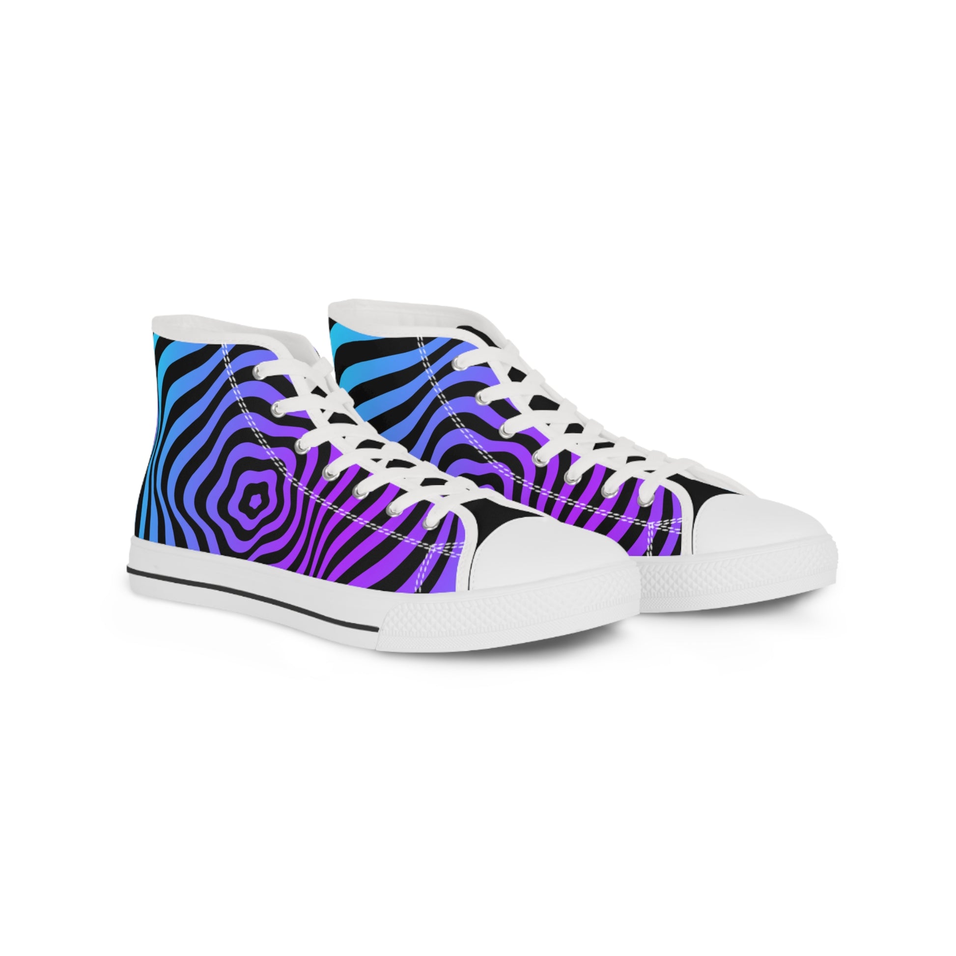 Mens Designer Psychedelic High Top Sneakers for Men Vibrant Striped Design Mens Sneakers Psychedelic High Top Sneakers | Vibrant Striped Designer Shoes for Men