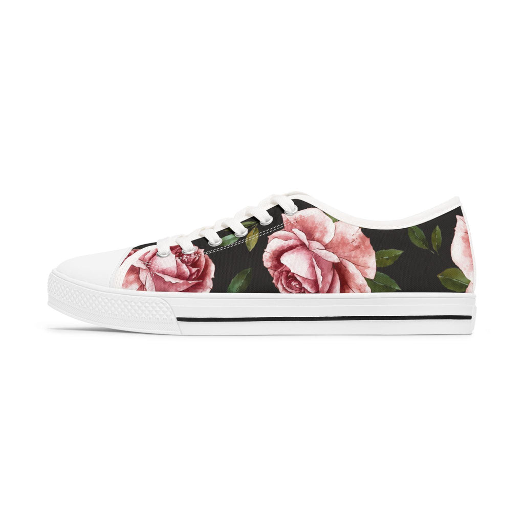 Rose Print Women's Low Top Sneakers Rose Print Low Top Sneakers Womens Converse Shoes For Women Low Top Sneakers Canvas Lace Up Ladies Flat. Limited stock available. - A Kingdom Lifestyle