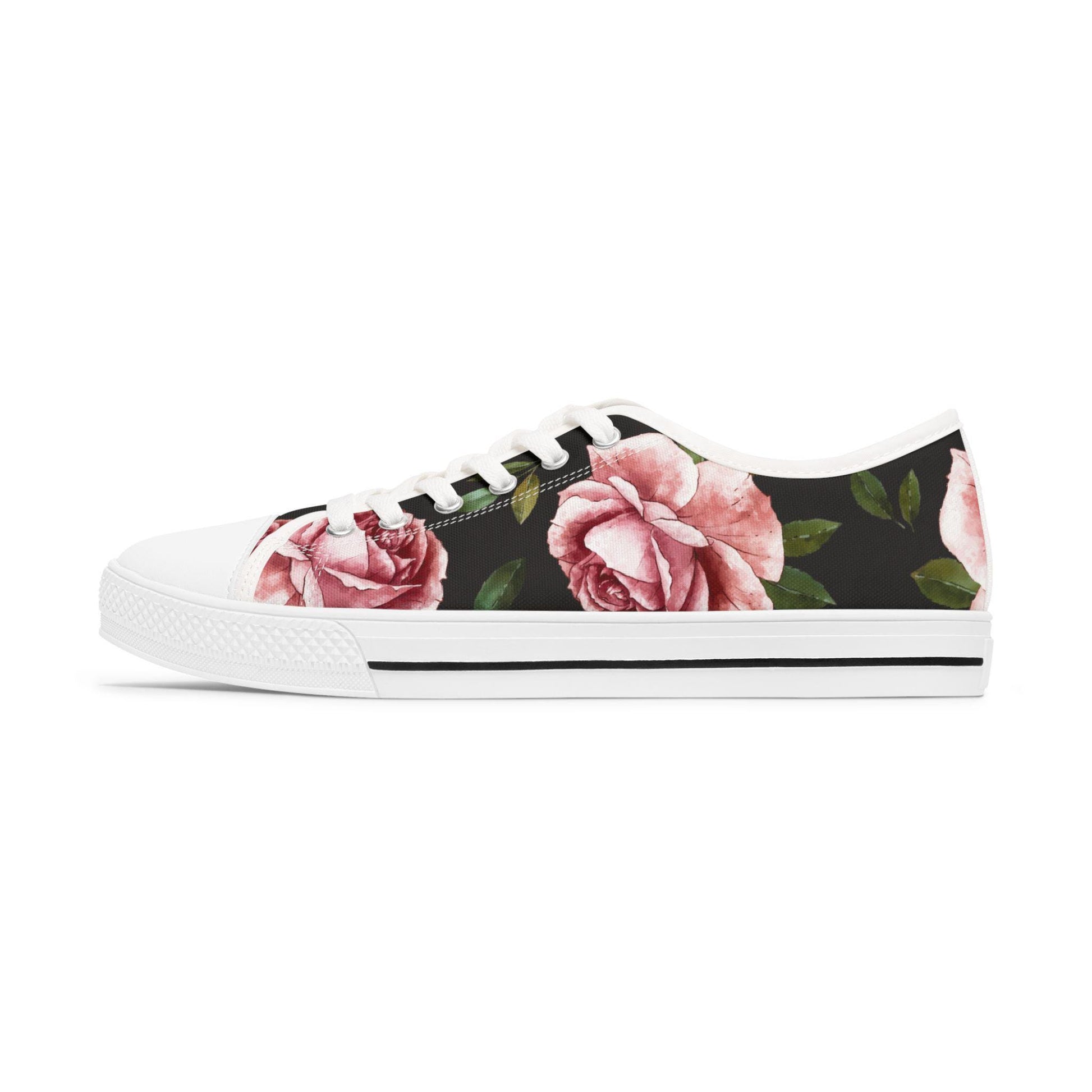 Rose Print Women's Low Top Sneakers Rose Print Low Top Sneakers Womens Converse Shoes For Women Low Top Sneakers Canvas Lace Up Ladies Flat. Limited stock available. - A Kingdom Lifestyle