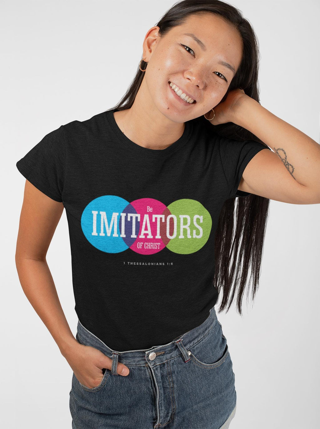 Graphic T-Shirt For Christian Men Women Bible Verse Tee "Be Imitators Of Christ" Scripture Tee Christian Apparel White Black