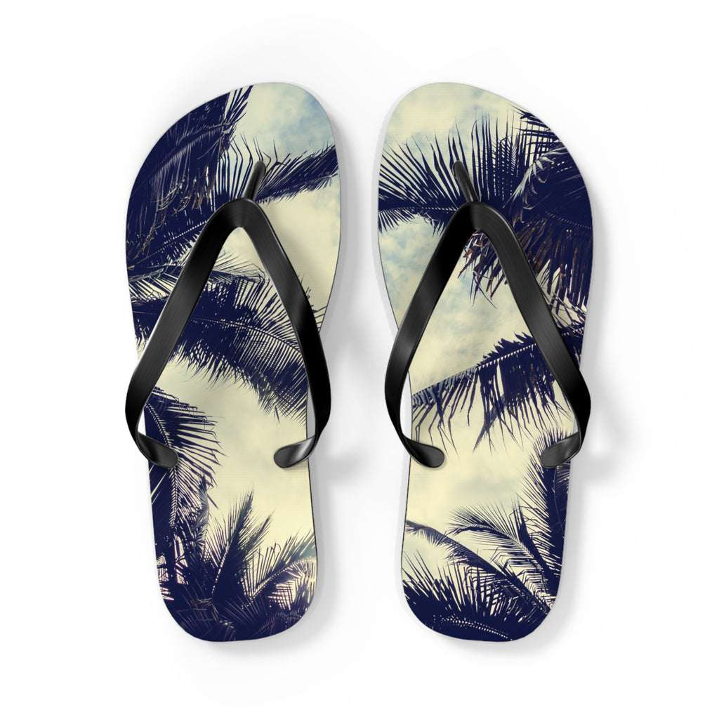 Tropical Palm Flip Flops, Summer Beach Sandals, Vacation Footwear, Poolside Slippers, Travel Essentials