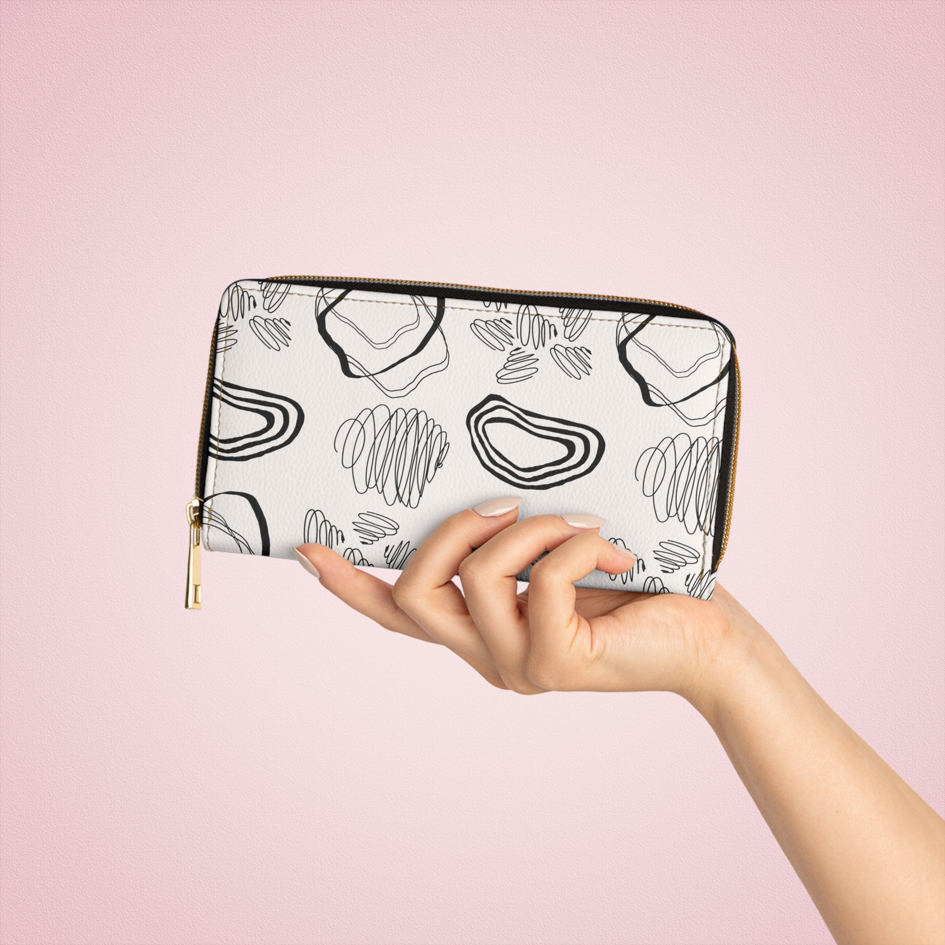 Modern Abstract Zipper Wallet, Minimalist Purse, Graphic Wallet, Stylish Organizer, Chic Gift for Her, Everyday Essentials