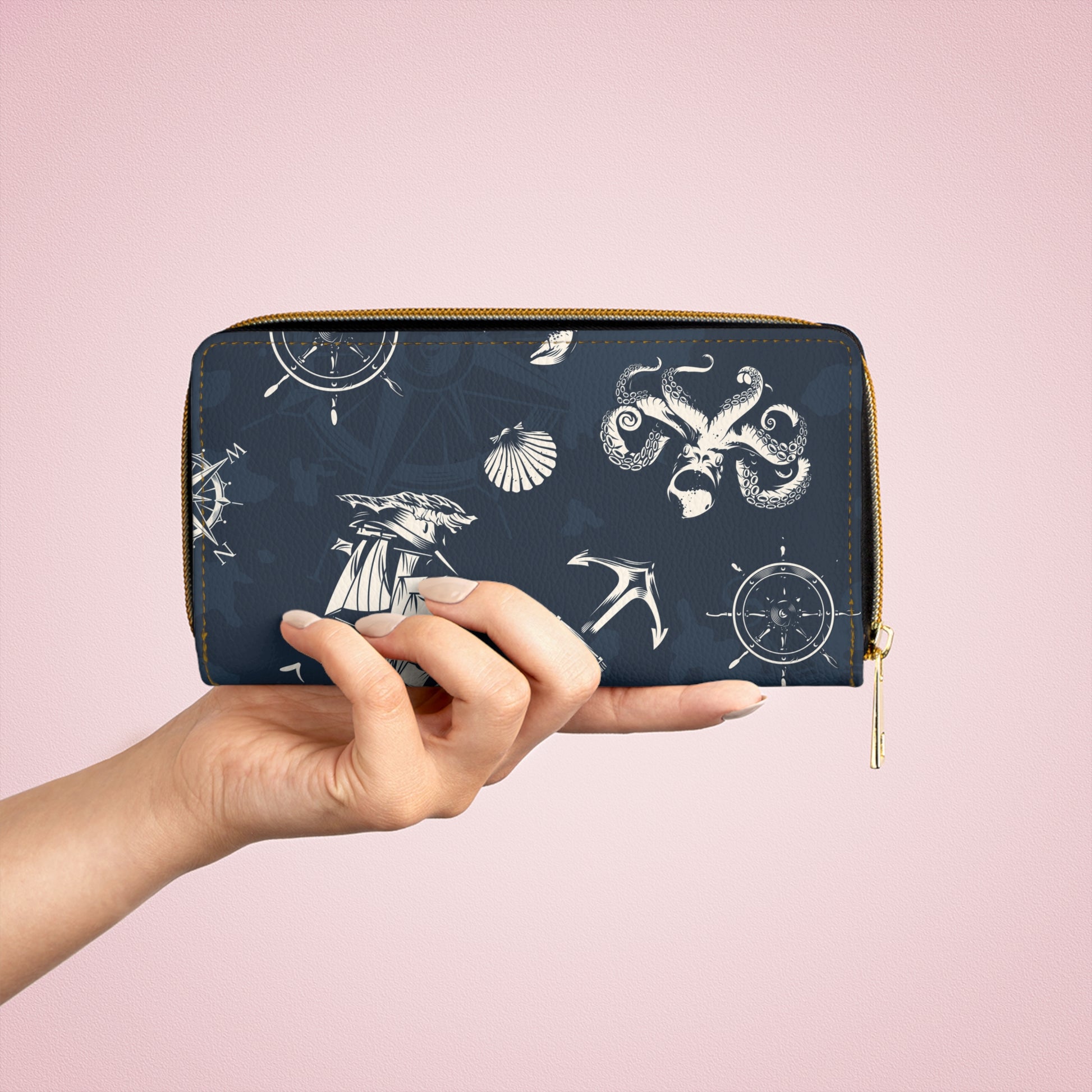 Nautical Zipper Wallet | Sailor's Coin Purse, Ocean-Themed Accessory, Travel Organizer, Gifts for Sea Lovers, Boating Essentials