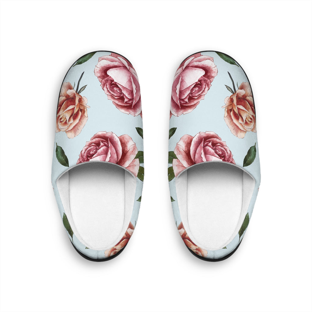 Rose Slippers For Gift For Her Floral Women's Indoor Slippers Cozy Rose Design for Relaxation