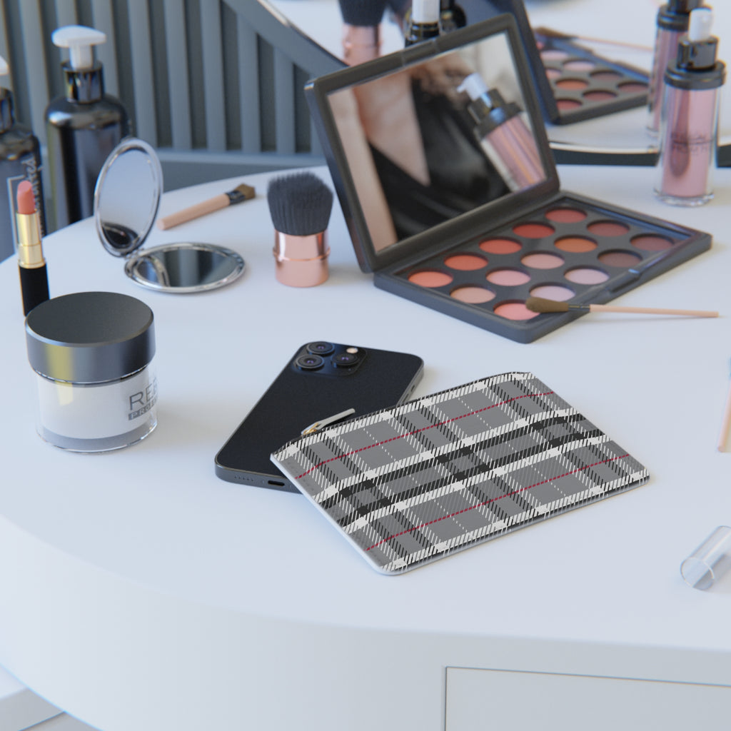High end Chic Black and White  Plaid Zipper Wallet, Women's Accessories, Cute Organizer, Birthday Gift, Everyday Use, Stylish Purse Chic Gray Plaid Mini Clutch Bag - Stylish and Functional Accessory for Every Occasion