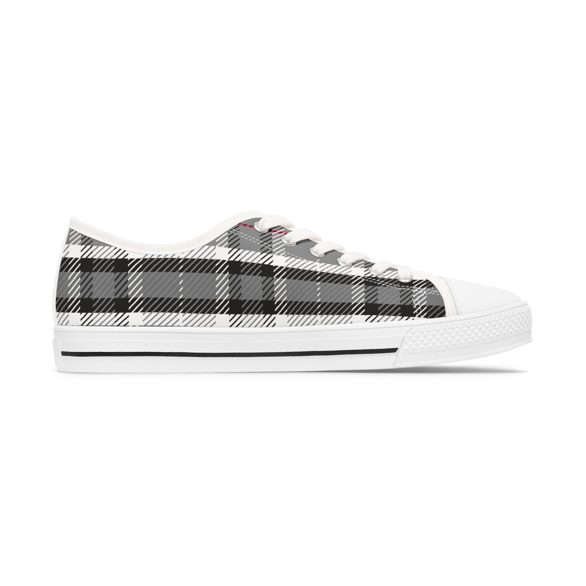One Of A Kind Women's Chic Black and White Plaid Low Top Sneakers for Women, Casual Wear Shoes, Boho Style Footwear, Perfect for Spring Outings, Retro Sneaker TrendsPlaid Womens Low Top Sneakers Stylish Comfort for Casual Outings. Limited stock available.