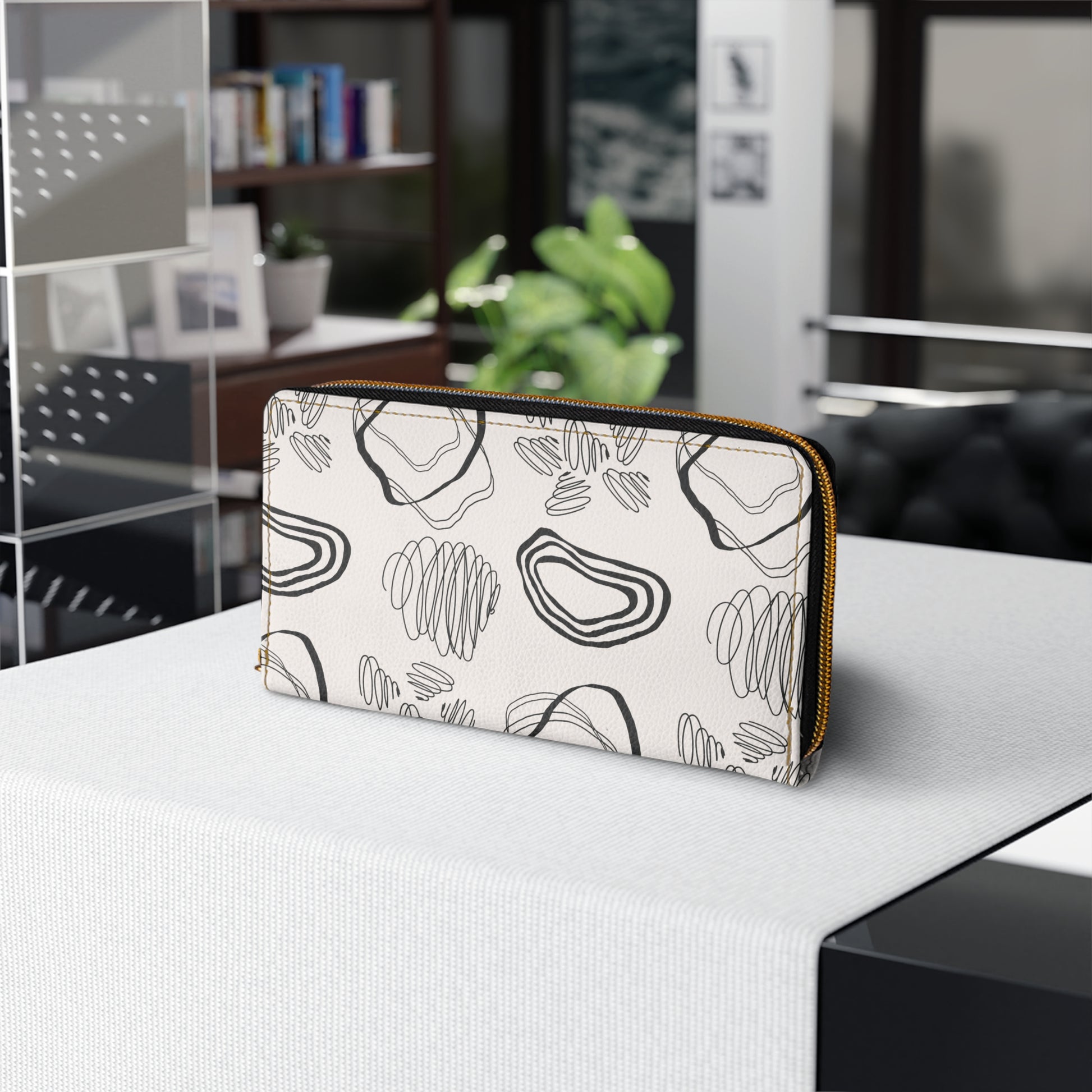 Modern Abstract Zipper Wallet, Minimalist Purse, Graphic Wallet, Stylish Organizer, Chic Gift for Her, Everyday Essentials