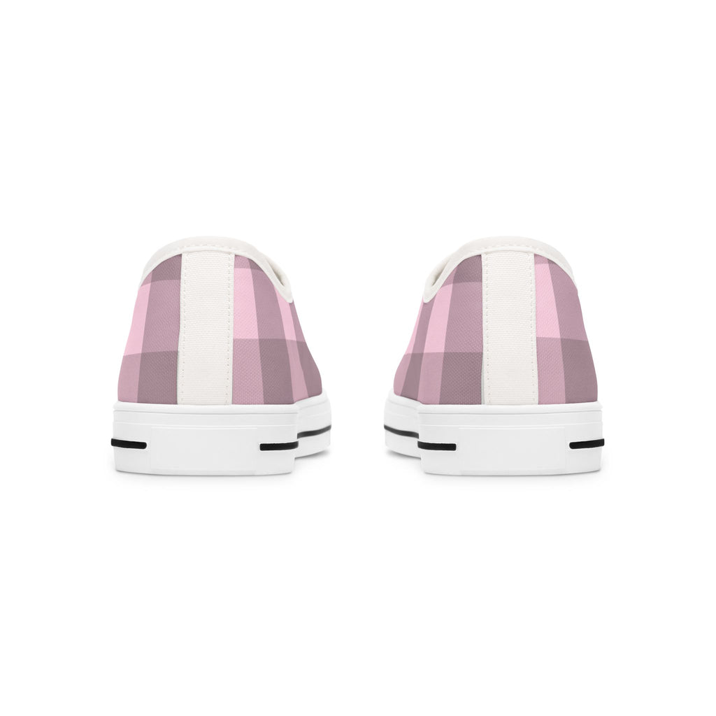 Chic Pink Plaid Women's Low Top Sneakers Stylish Everyday Footwear Chic Pink Plaid Low Top Sneakers for Women, Casual Wear Shoes, Boho Style Footwear, Perfect for Spring Outings, Retro Sneaker Trends. Limited stock available.