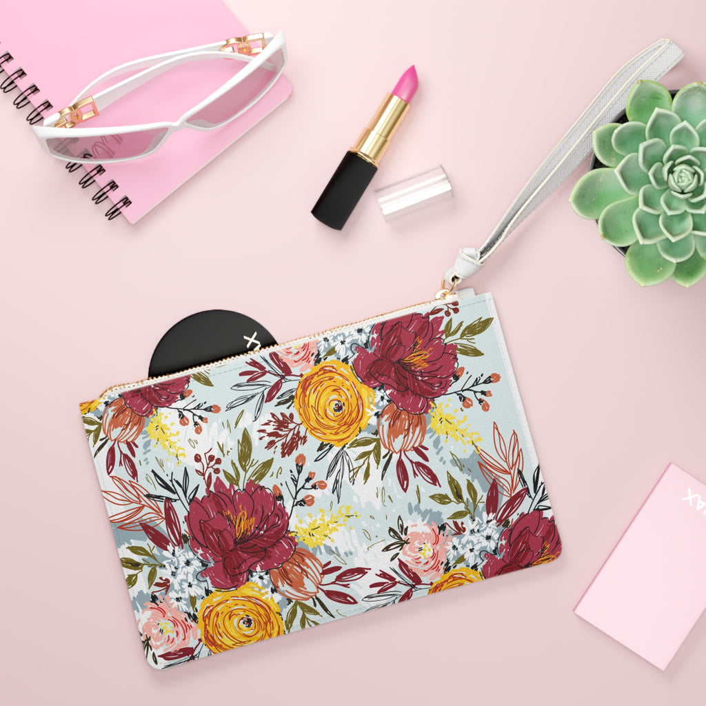 Spring Floral Clutch Bag Chic Accessory for Every Occasion Floral Zipper Wallet Elegant Flower Wallet, Women's Gift, Travel Wallet, Organizer Floral Print Accessory
