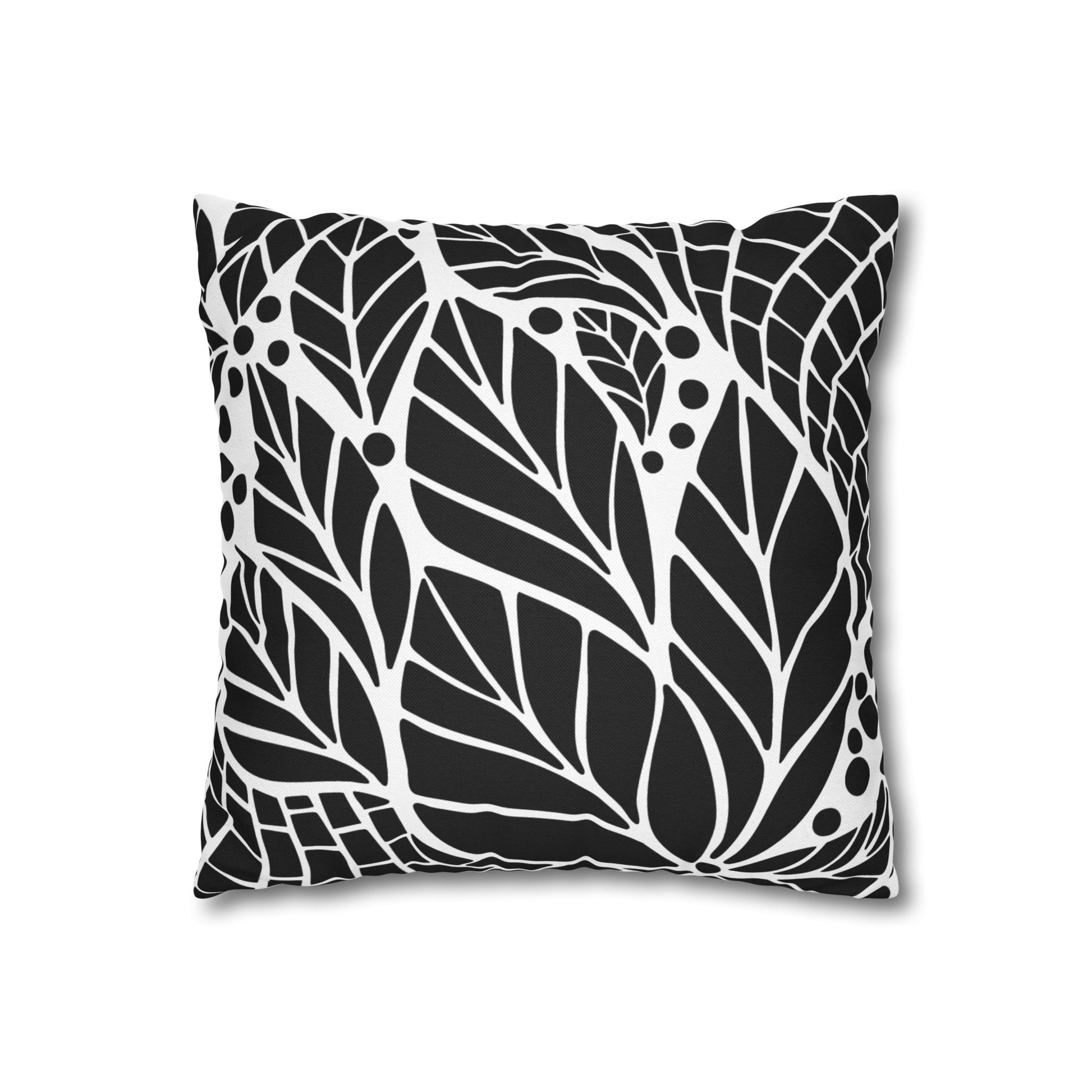 Botanical Leaf Pattern Pillowcase - Cozy Home Decor, Modern Black and White Cushion Cover, Gift for Plant Lovers, Bedroom Accent, Minimalist