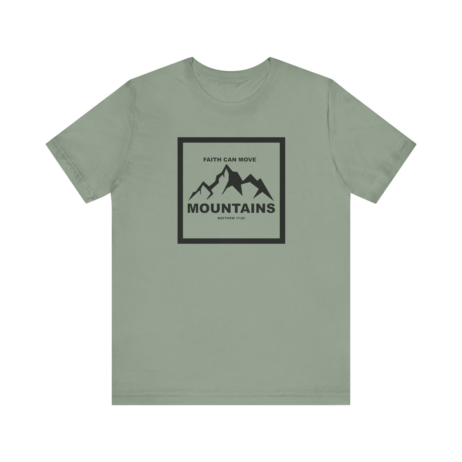 Christian Shirt Bible Verse T-Shirt Religious Outfit Jesus Shirt Inspirational Mountain Graphic Tee  Scripture Bible Verse "Faith Can Move Mountains" Tee For Her Him Gift