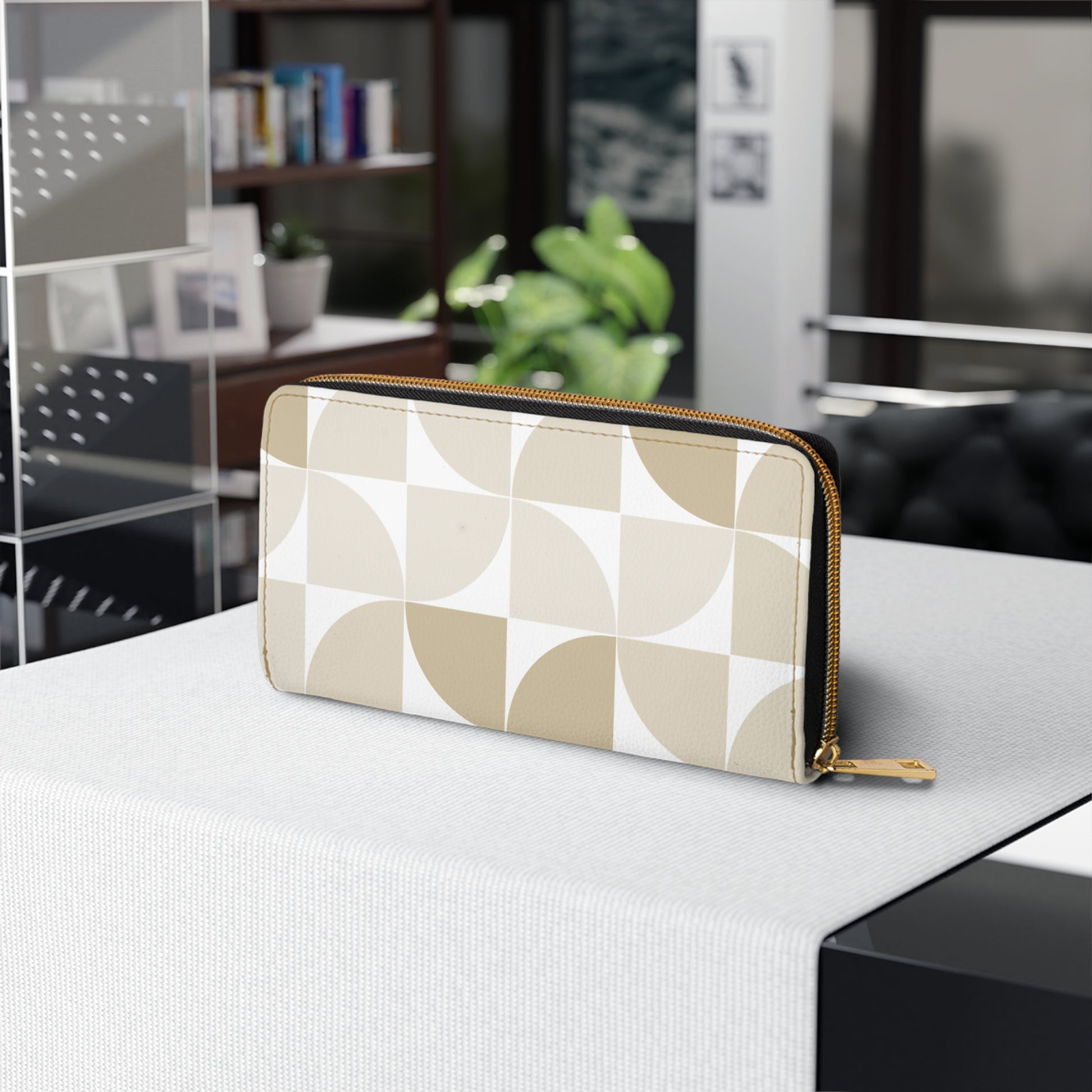 Modern Geometric Zipper Wallet, Stylish Organizer, Gift for Her, Chic Clutch, Essential Travel Accessory Minimalist Design
