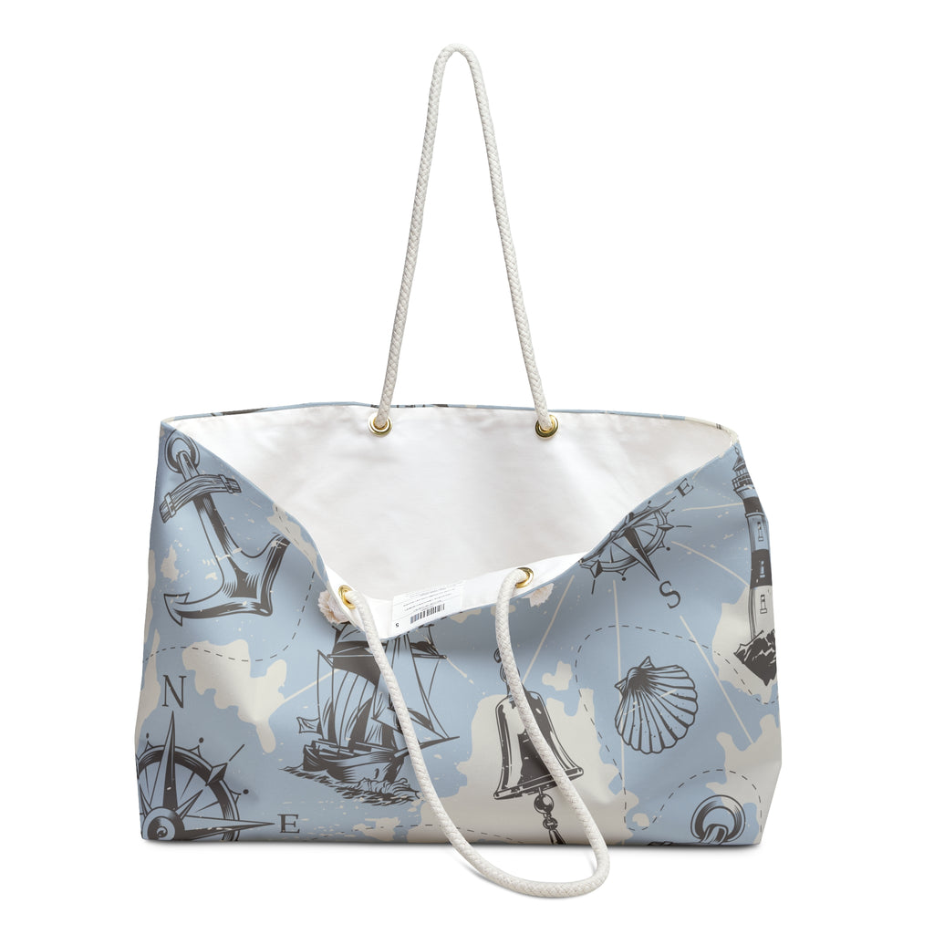 Nautical Weekender Bag Weekender Tote Bag Oversized Bag Lined Beach Tote Lake Trip Bag Travel Great Vacation Spring Break Tote Bag