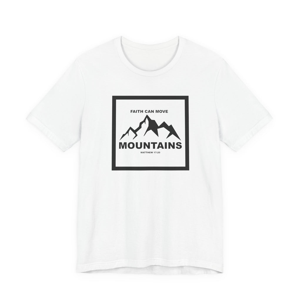 Christian Shirt Bible Verse T-Shirt Religious Outfit Jesus Shirt Inspirational Mountain Graphic Tee  Scripture Bible Verse "Faith Can Move Mountains" Tee For Her Him Gift