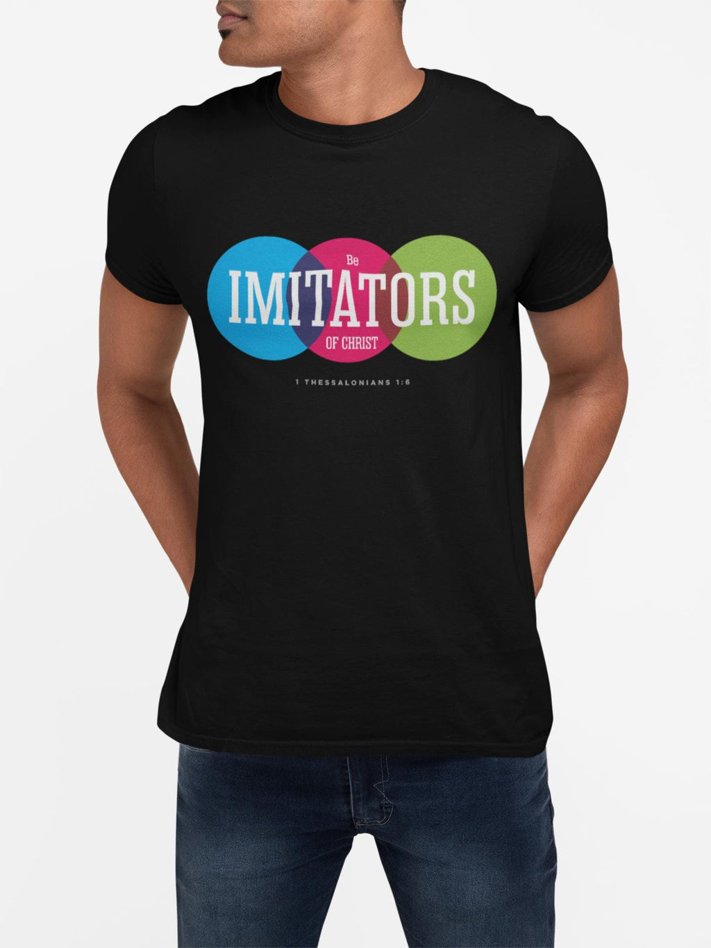 Graphic T-Shirt For Christian Men Women Bible Verse Tee "Be Imitators Of Christ" Scripture Tee Christian Apparel White Black