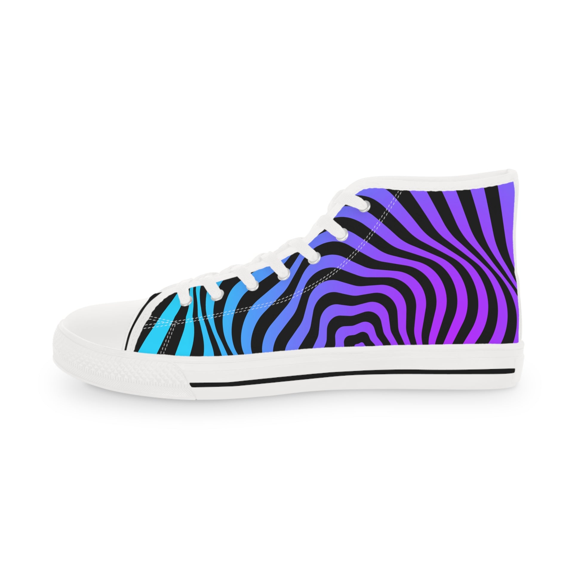 Mens Designer Psychedelic High Top Sneakers for Men Vibrant Striped Design Mens Sneakers Psychedelic High Top Sneakers | Vibrant Striped Designer Shoes for Men