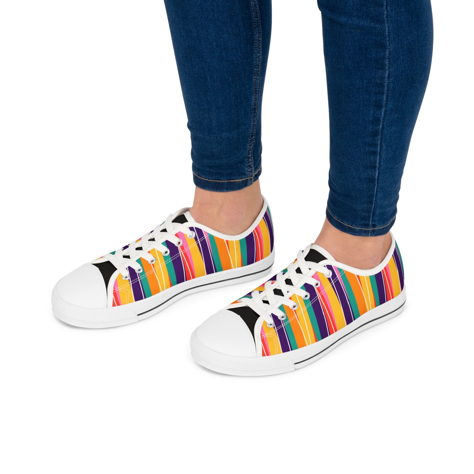 Vibrant Striped Low Top Sneakers for Women Colorful Casual Footwear for Women or Gift