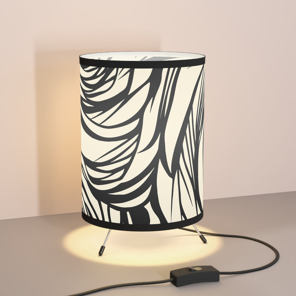 Modern Black and White Rose Pattern Tripod Floor Lamp with High-Res Artistic Shade Black and white floor lamp, rose pattern lamp, tripod lamp, artistic shade lighting, modern home decor, elegant floor lamp, statement lighting.