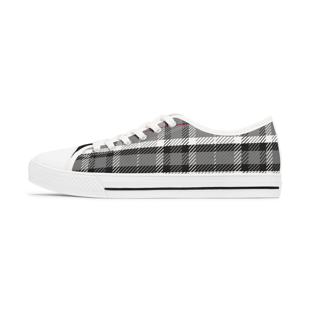 One Of A Kind Women's Chic Black and White Plaid Low Top Sneakers for Women, Casual Wear Shoes, Boho Style Footwear, Perfect for Spring Outings, Retro Sneaker TrendsPlaid Womens Low Top Sneakers Stylish Comfort for Casual Outings. Limited stock available.