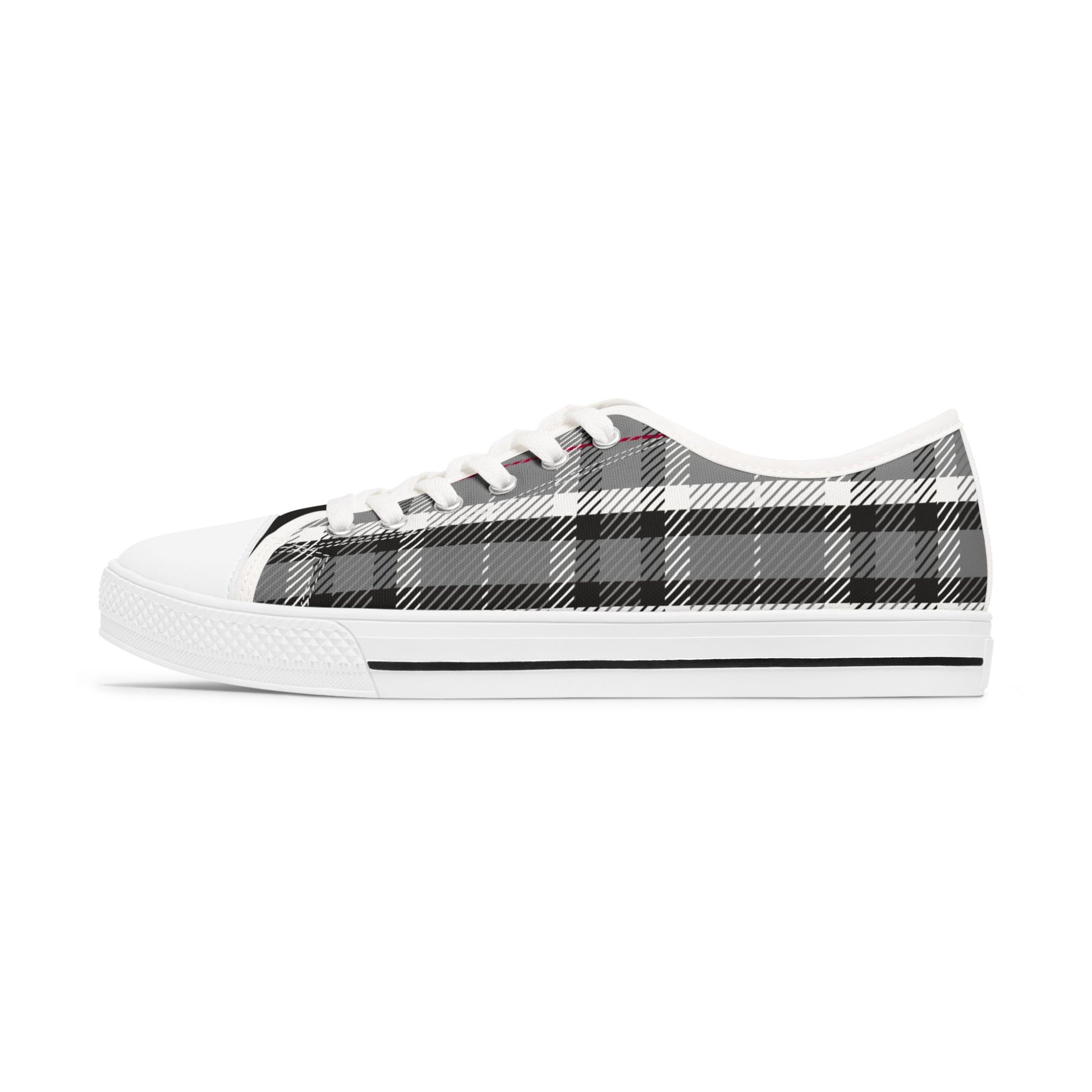 One Of A Kind Women's Chic Black and White Plaid Low Top Sneakers for Women, Casual Wear Shoes, Boho Style Footwear, Perfect for Spring Outings, Retro Sneaker TrendsPlaid Womens Low Top Sneakers Stylish Comfort for Casual Outings. Limited stock available.