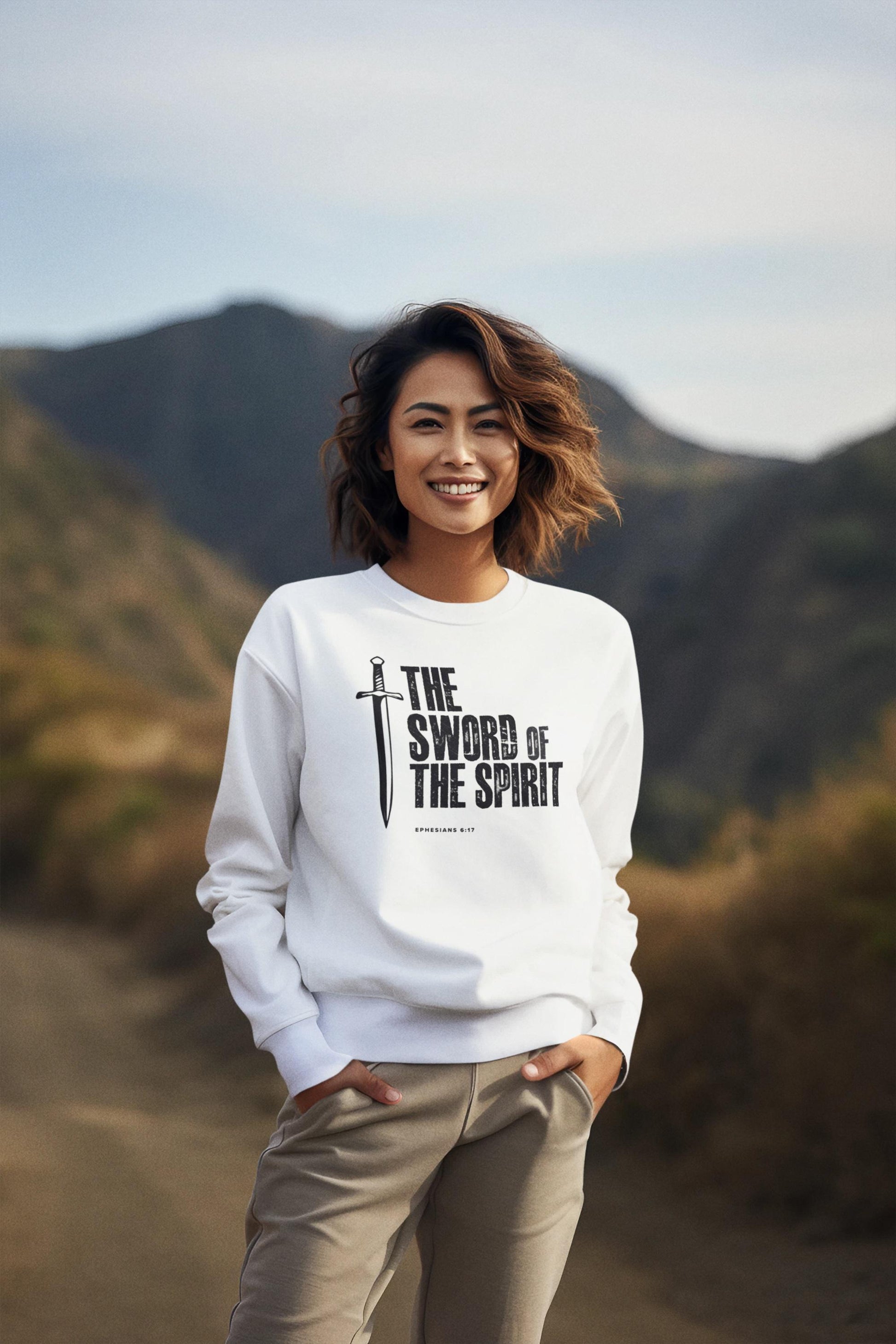 Sweatshirt Bible Verse For Men Women For Christian Gift Sweatshirt Apparel Clothing The Sword And The Spirt Bible Verse White Sweatshirt