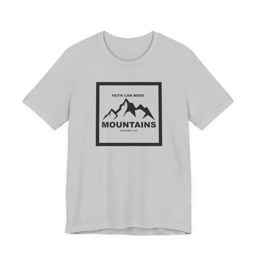 Christian Shirt Bible Verse T-Shirt Religious Outfit Jesus Shirt Inspirational Mountain Graphic Tee  Scripture Bible Verse "Faith Can Move Mountains" Tee For Her Him Gift
