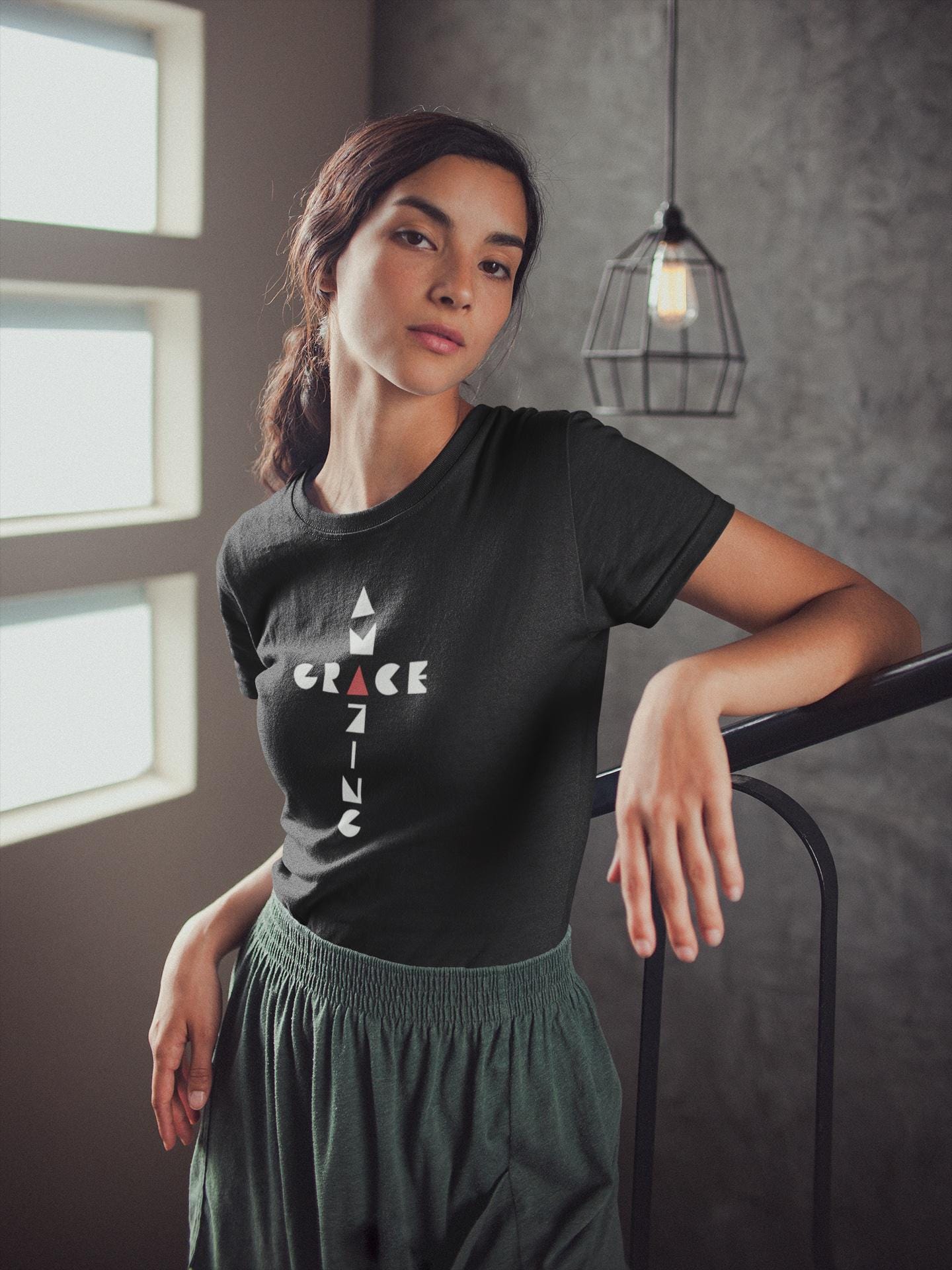 Amazing Grace Unisex T-shirt Faith Shirt Gift For Mom Dad Birthday Gift Religious Shirt Graphic Tee Bible Tee - A Kingdom Lifestyle
