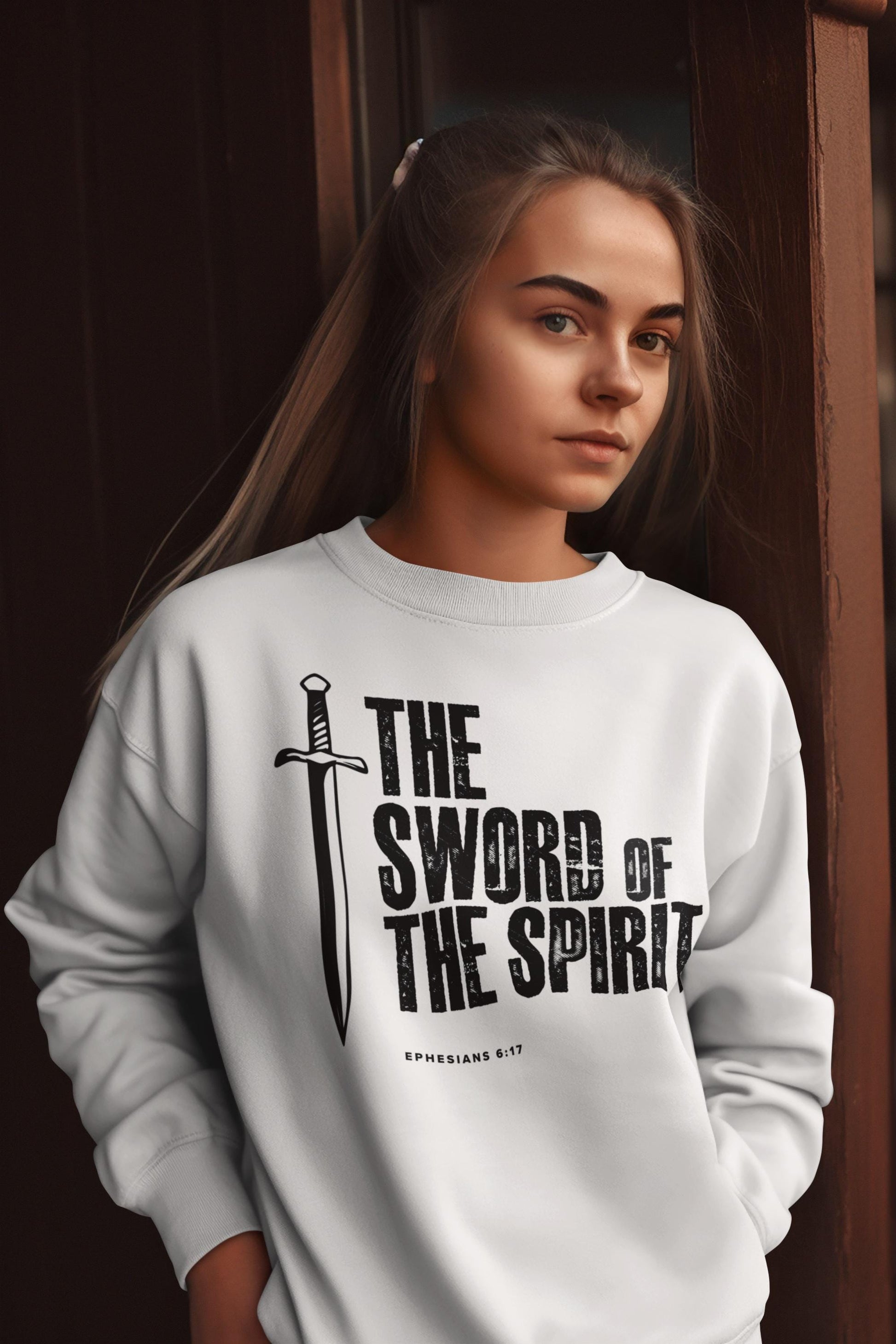 Sweatshirt Bible Verse For Men Women For Christian Gift Sweatshirt Apparel Clothing The Sword And The Spirt Bible Verse White Sweatshirt