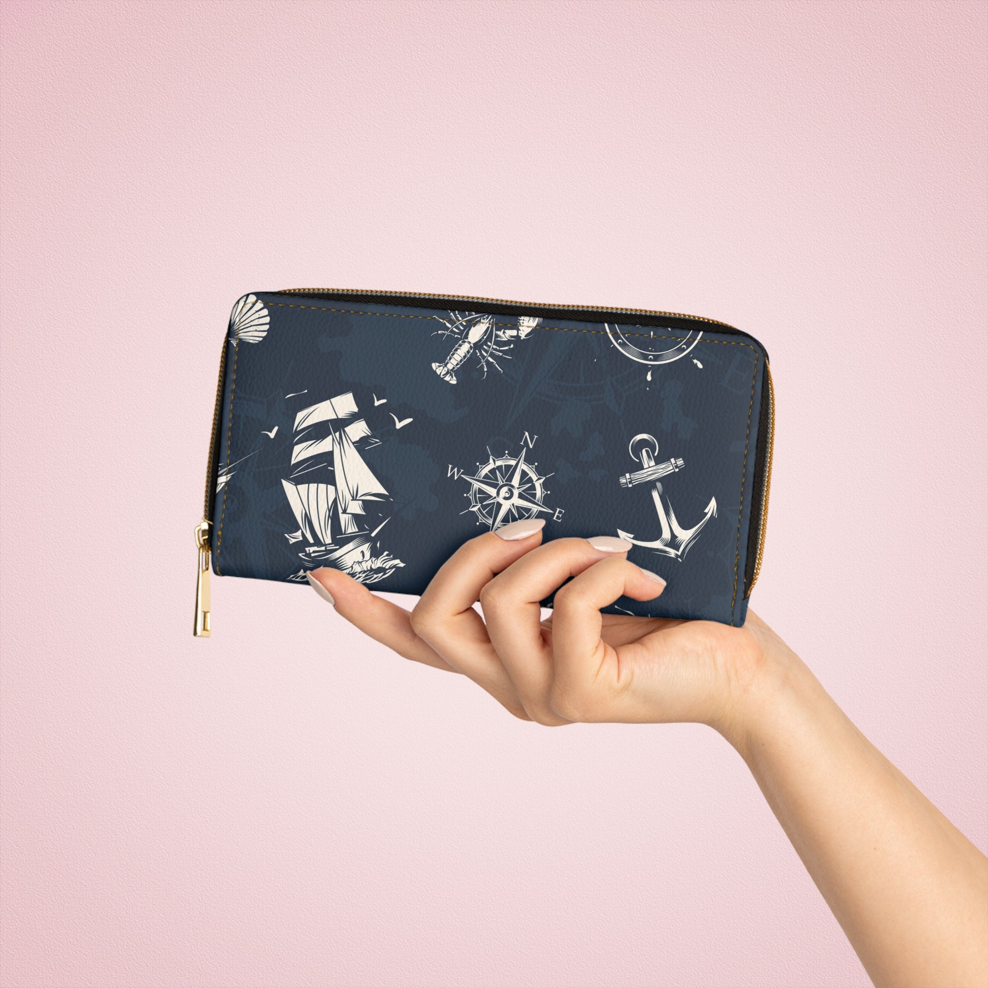 Nautical Zipper Wallet | Sailor's Coin Purse, Ocean-Themed Accessory, Travel Organizer, Gifts for Sea Lovers, Boating Essentials