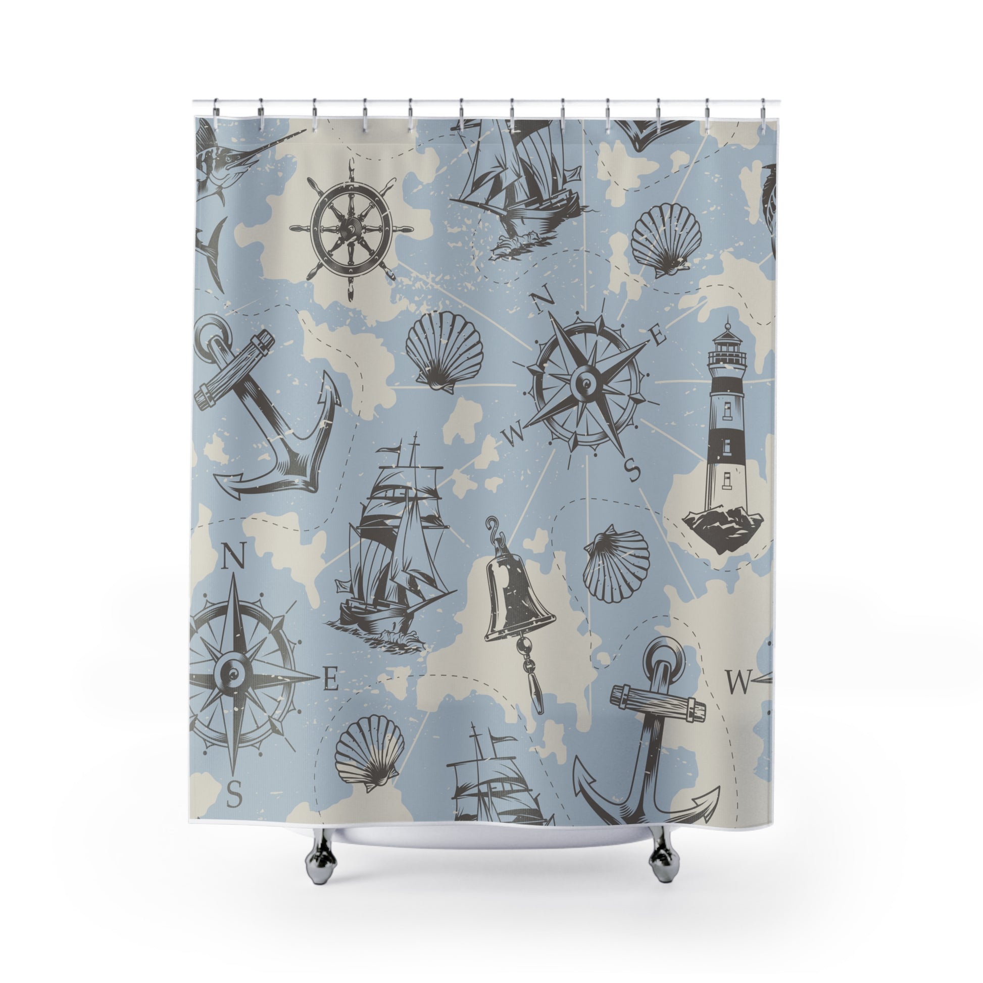 Nautical Adventure Shower Curtain – Coastal Decor for Beach Lovers