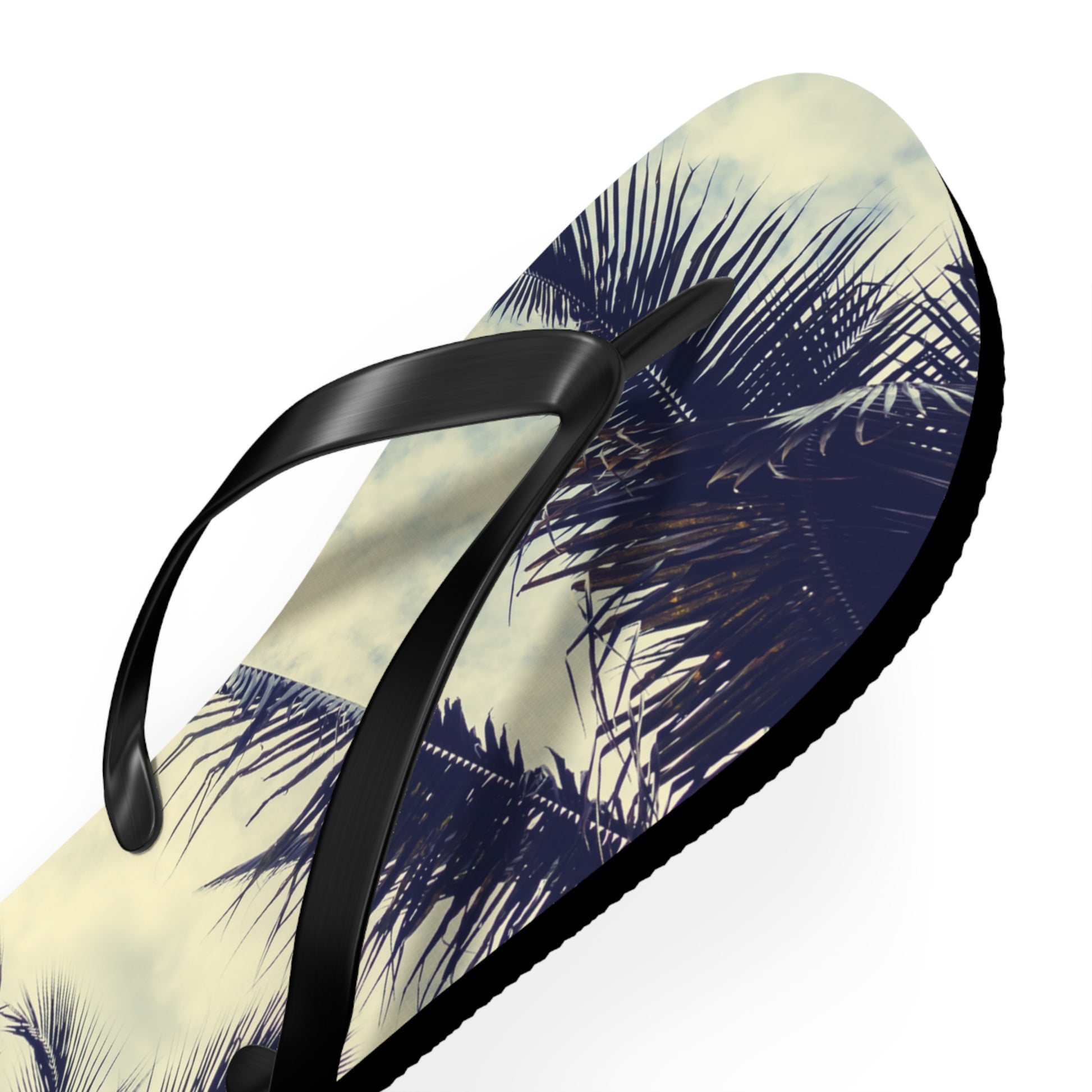 Tropical Palm Flip Flops, Summer Beach Sandals, Vacation Footwear, Poolside Slippers, Travel Essentials