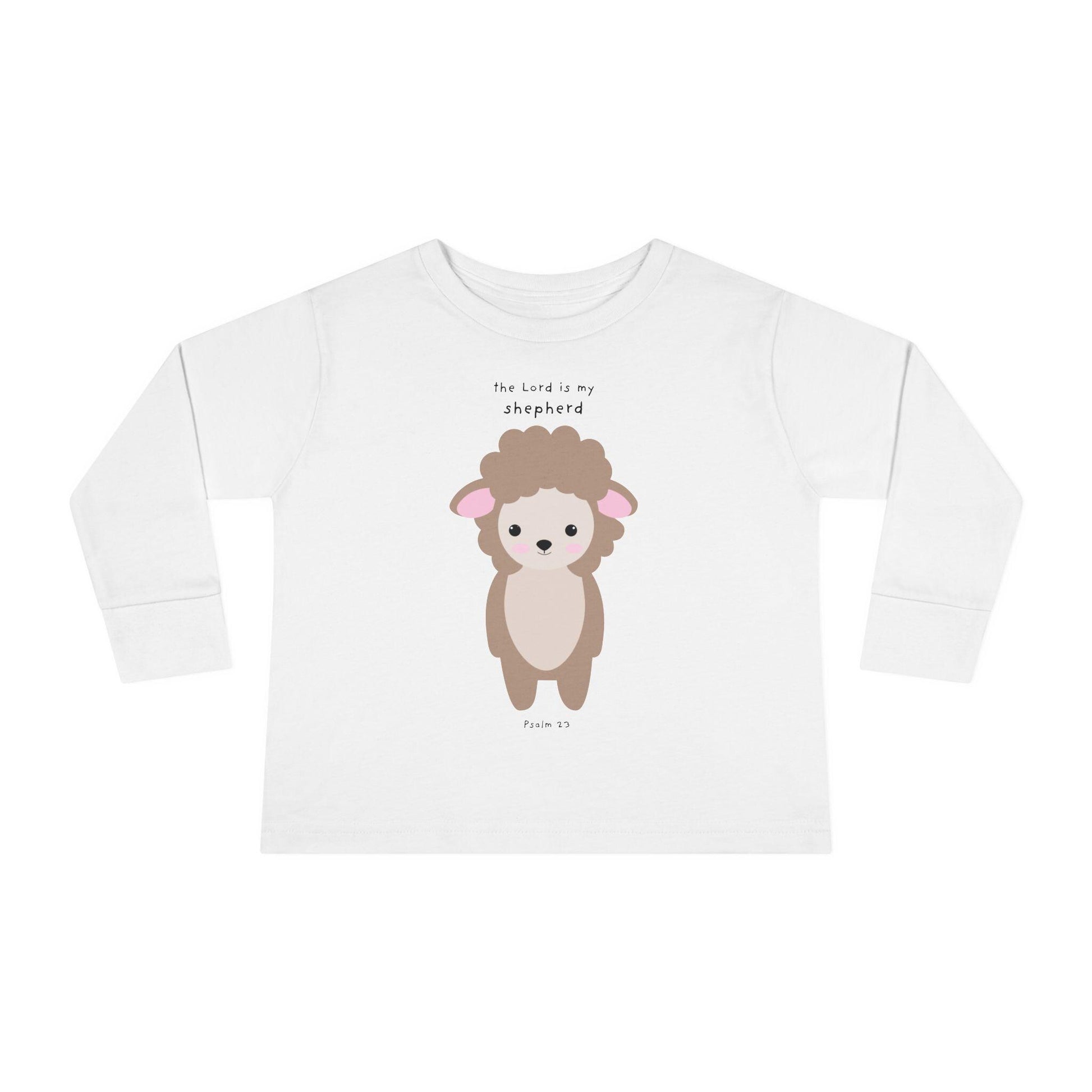 Lamb Print Scripture T-Shirt For Christian Toddler Lamb Gift For Son Daughter Long Sleeve Tee Christian Apparel Bible Verse Tee Psalm 23 Qoute