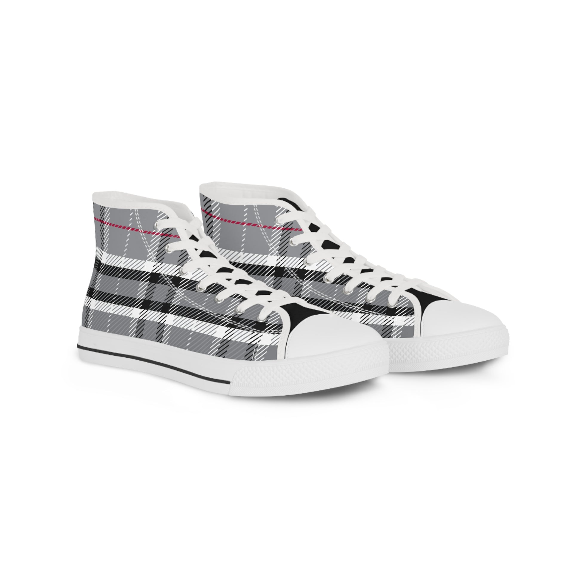 Designer Mens Stylish Grey Plaid High Top Sneakers for Men