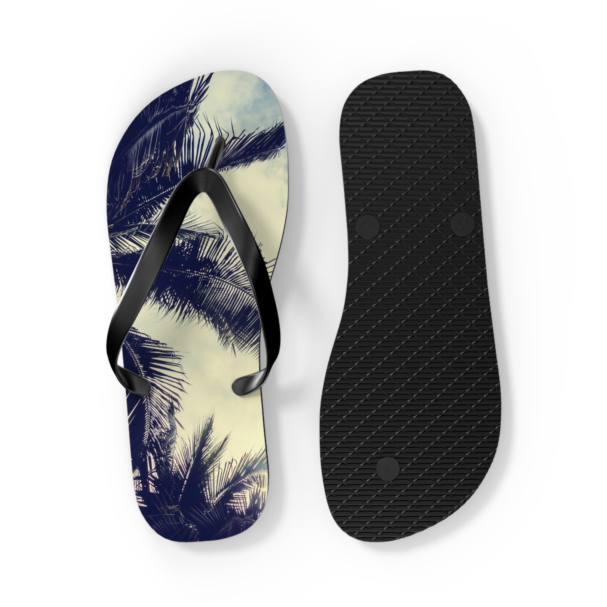 Tropical Palm Flip Flops, Summer Beach Sandals, Vacation Footwear, Poolside Slippers, Travel Essentials