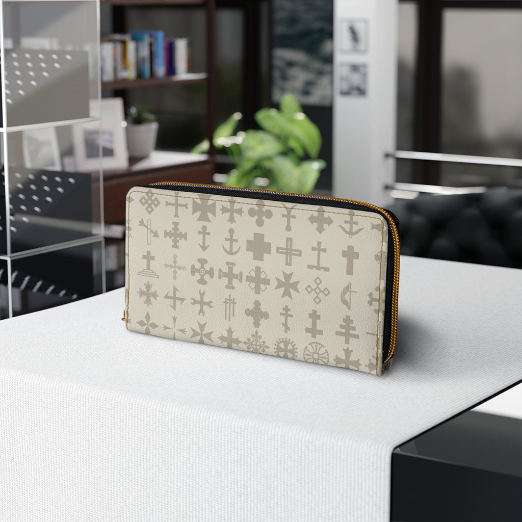Stylish Cross Print Zipper Wallet | Elegant Storage for Essentials, Minimalist Wallet, Unique Gift, Everyday Use, Travel Accessory