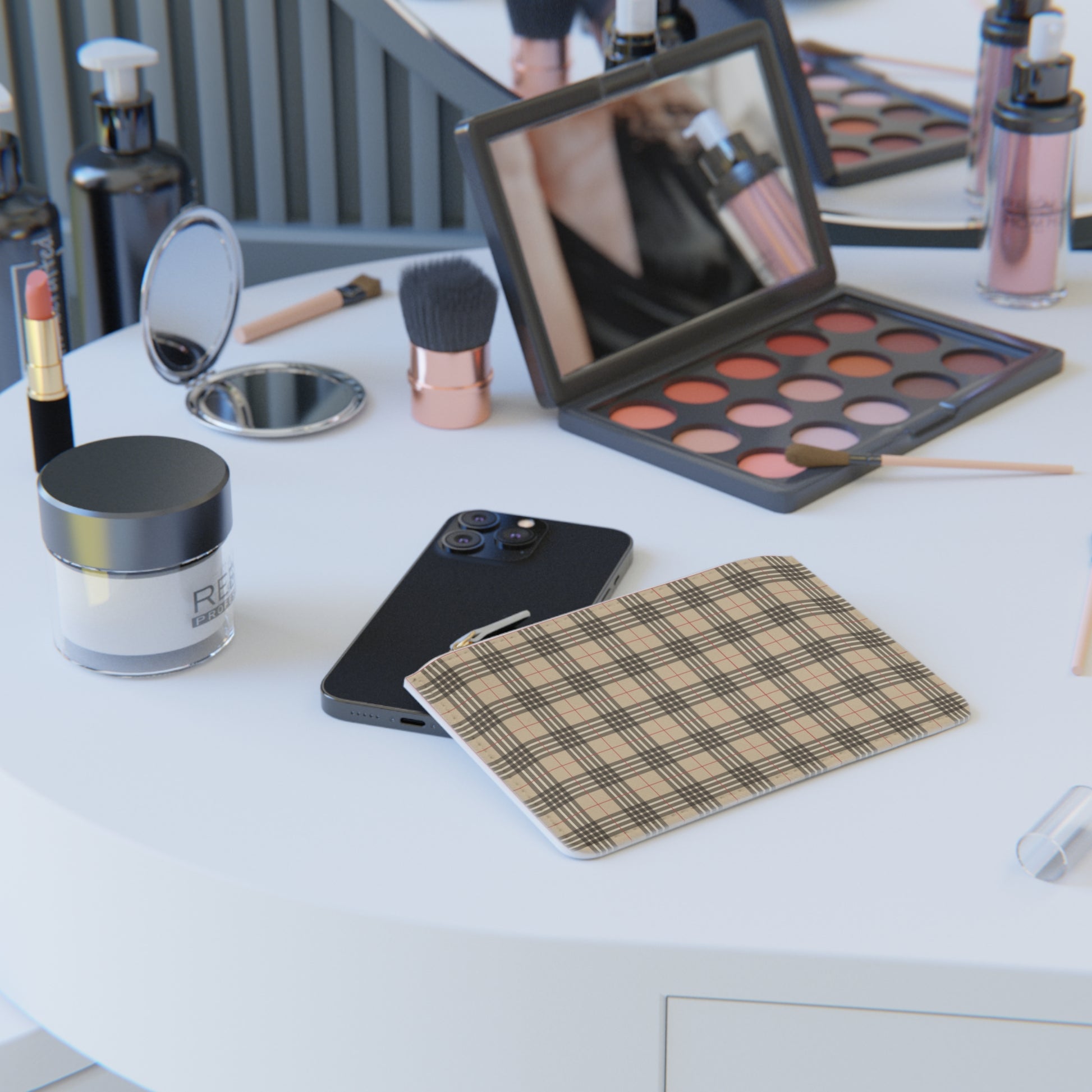 Luxury Mini Plaid Print Clutch Bag for Women Luxury Gift Purse Luxury Coin Purse Faux Leather Pouch Womens Wallet Key Pouch Key Purse