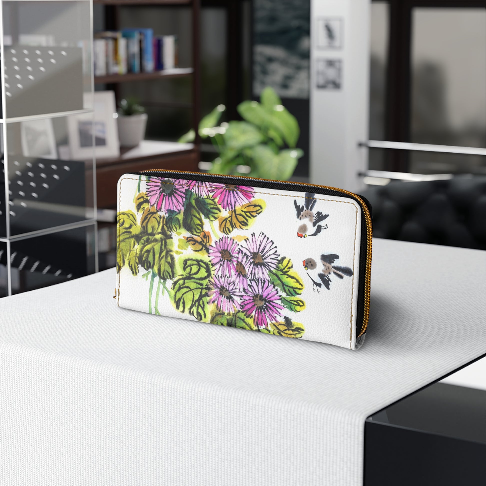 Floral Zipper Wallet Vibrant Blossom Wallet, Spring Accessory, Birthday Gift, Stylish Organizer, Everyday Essentials