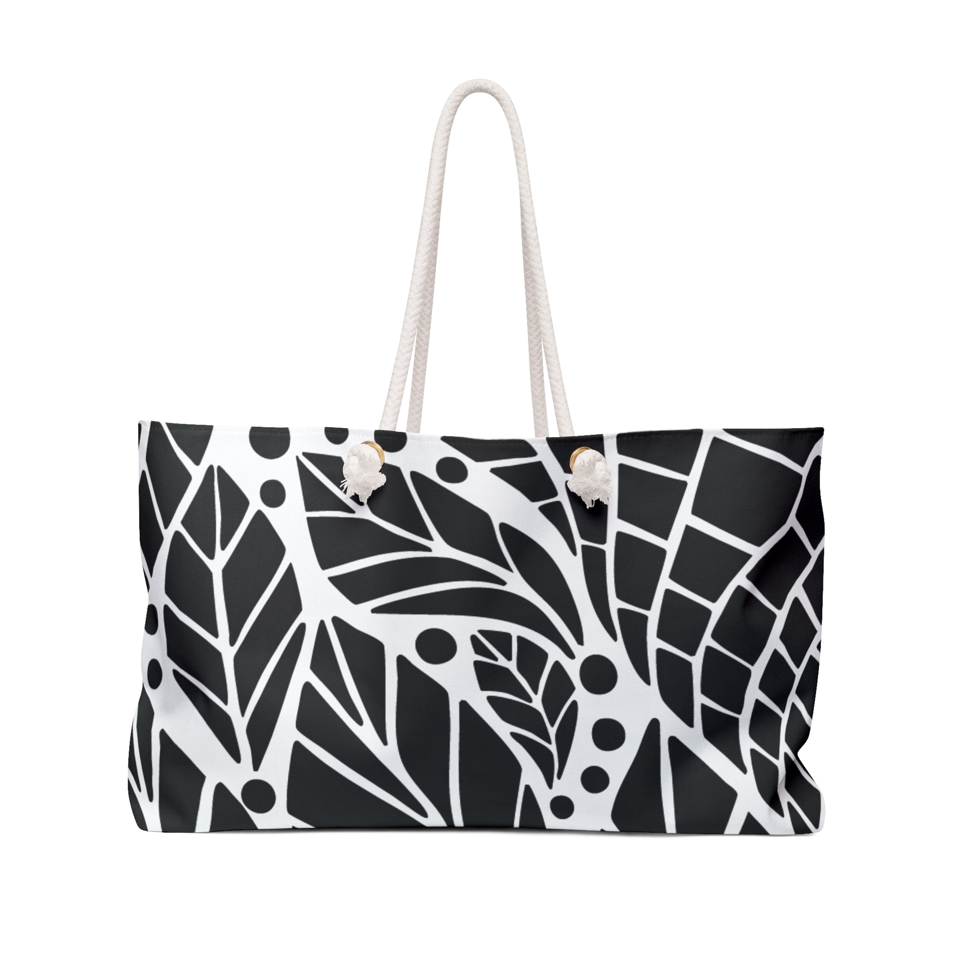 Chic Black & White Weekender Bag, Travel Tote, Beach Bag, Gym Bag, Floral Pattern Carryall, Perfect for Getaways