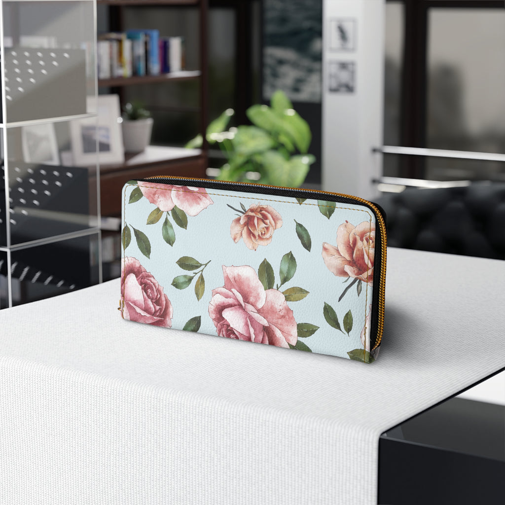 Rose Floral Zipper Wallet Elegant Rose Print Purse for Women Stylish Coin Holder, Gift for Her Mothers Day Birthday