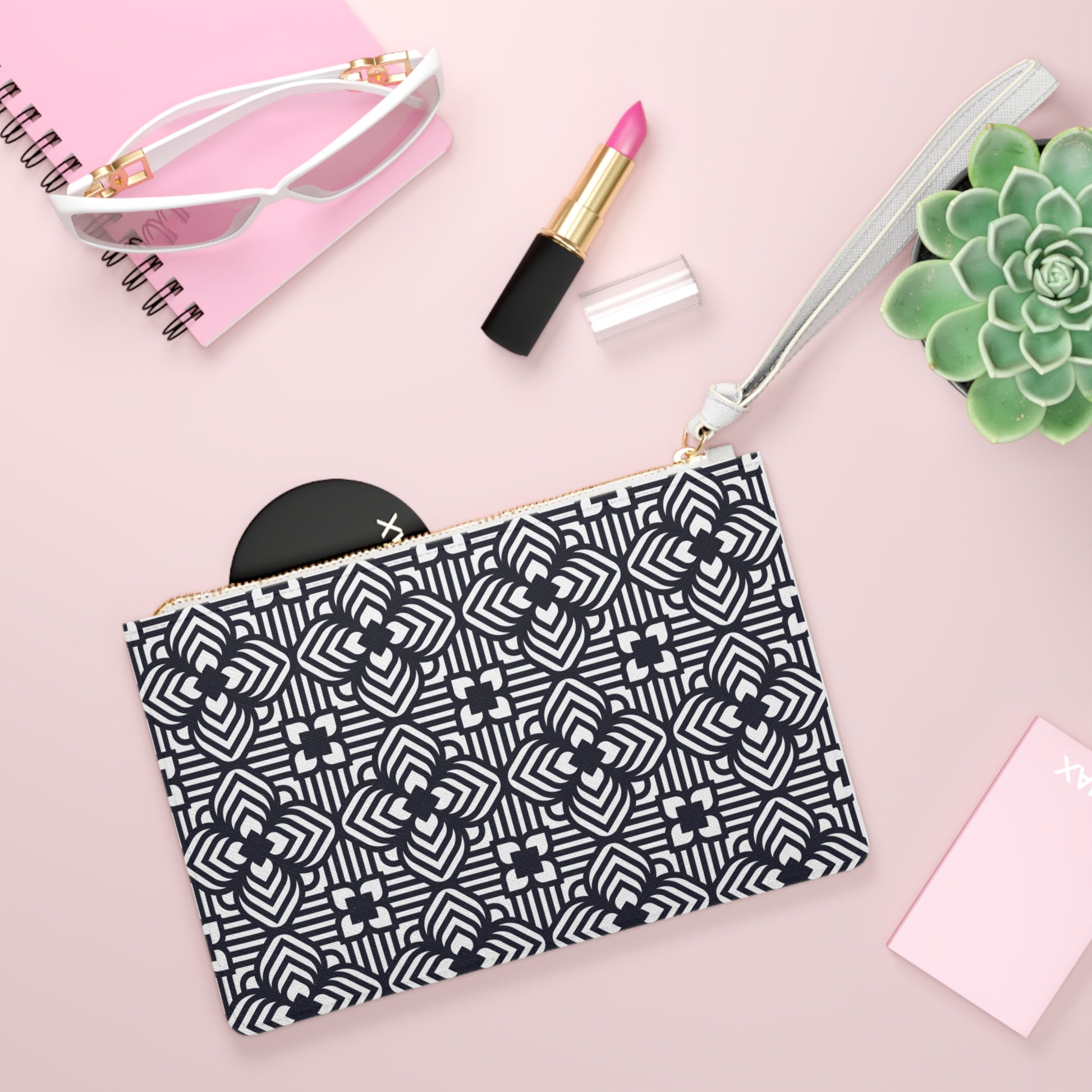 Black White Clutch Bag Gift For Her Cosmetic Bag.Designer Bag For Gift For Her Clutch Bag Gift For Birthday Coin Purse Best Friend Gift