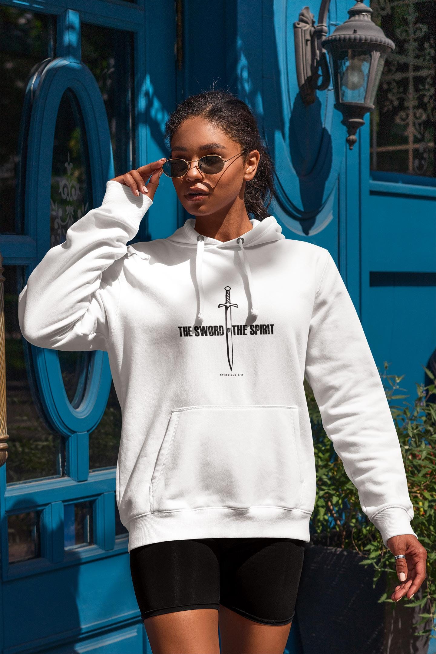 Inspirational Unisex Hooded Sweatshirt For Christian Men Women Gift For Mom Dad Hooded Bible Verse Sweatshirt Sword of the Spirit Apparel
