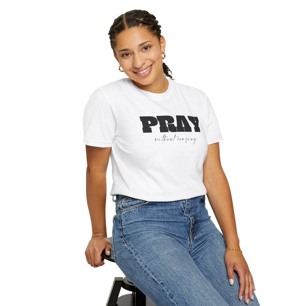 Christian T Shirt For Christian Men Women Clothing Christian Gift White Shirt Apparel Verse Jesus Pray Without Ceasing Graphic Fashion