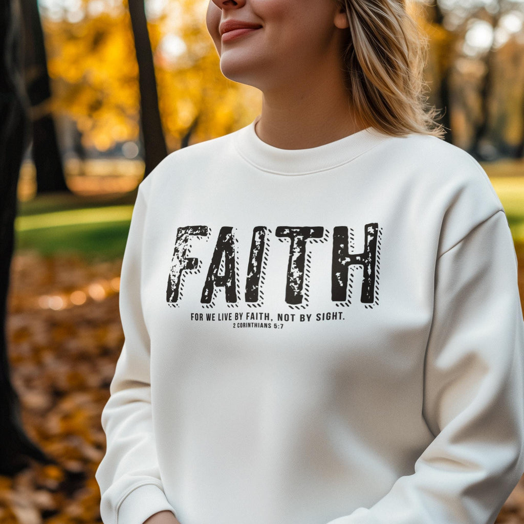 Unisex Bible Verse Sweatshirt Christian Sweatshirt For Faith Sweatshirt For Religious Apparel Bible verse For We Live By Faith Graphic Tee
